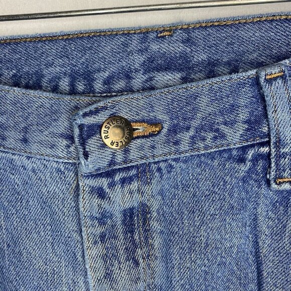 Vintage Rustler by Wrangler Blue Denim Jeans Mens 38x30 Straight Leg Mexico - Picture 3 of 6